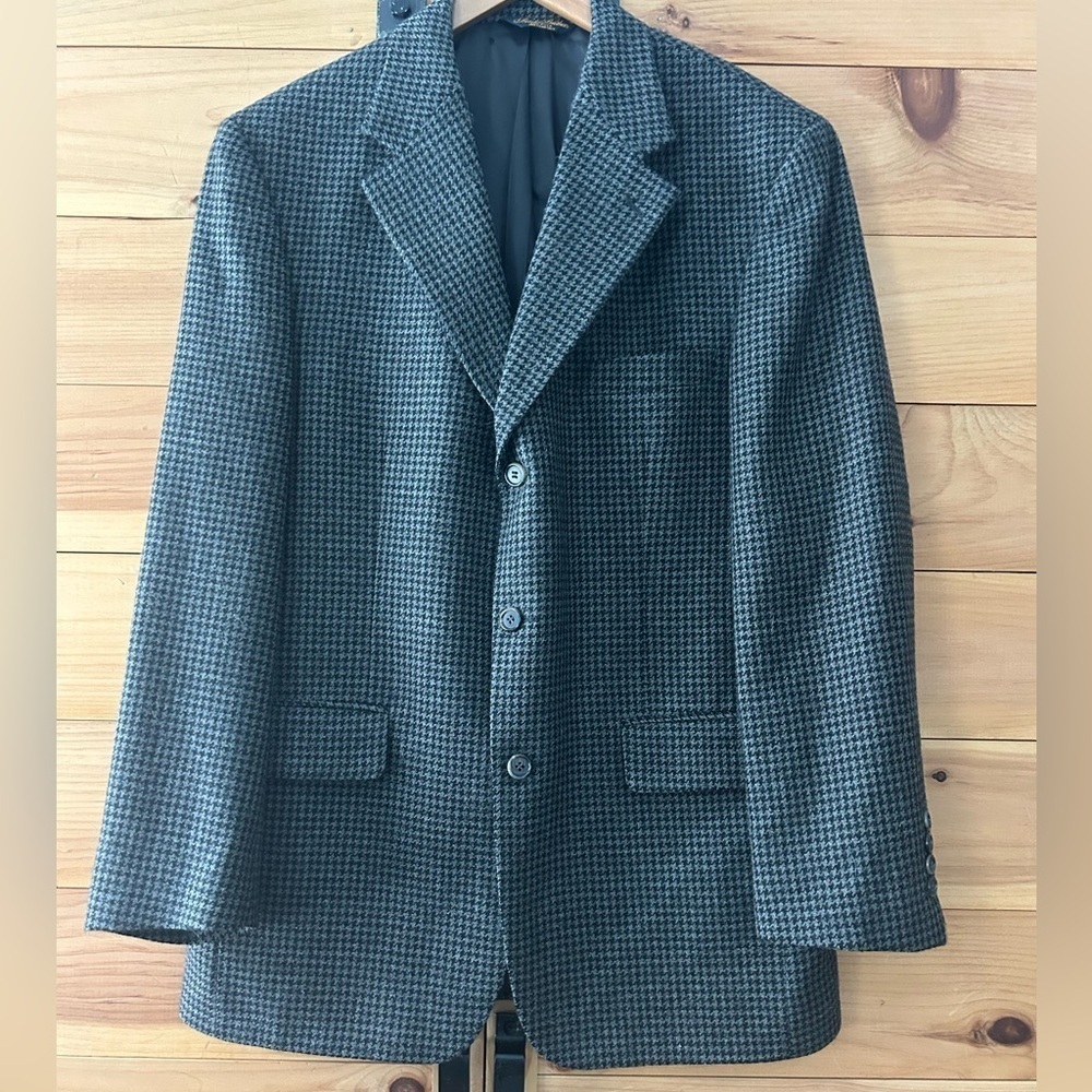 Brooks Brothers Blazer Men 40RG Houndstooth Wool Three Button Sport Coat